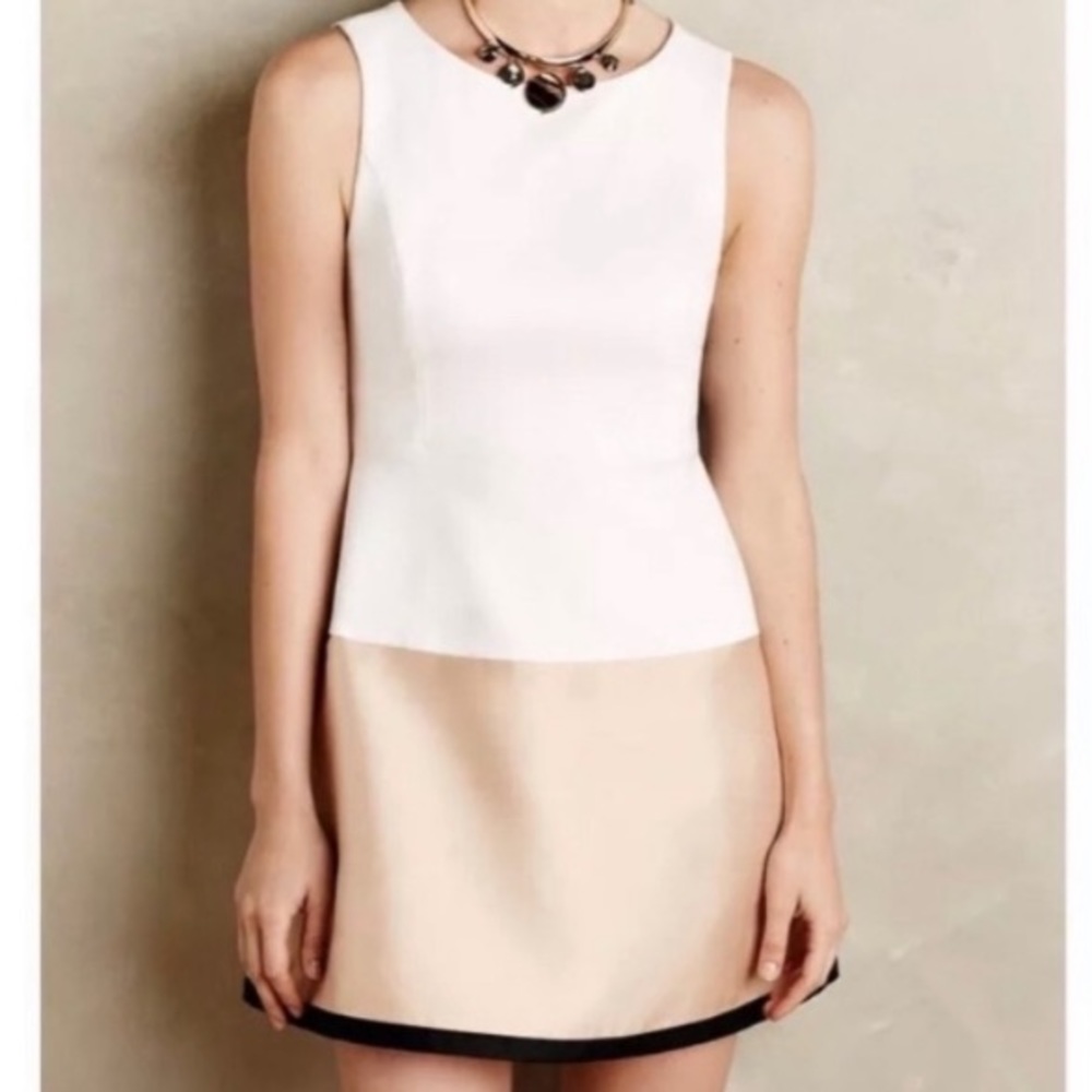 Anthropologie Maeve gold and white dress